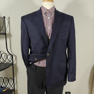 Joseph Feiss Gold Men's Sport Coat Blazer Two Button Navy Wool Twill Size 44S